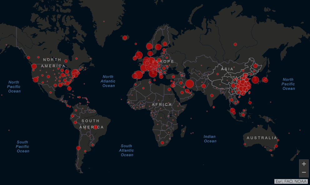 Mapa de la pandemia de coronavirus, atravesar el miedo